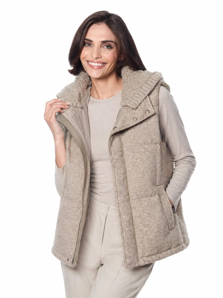 Goose Down Vest in Taupe
