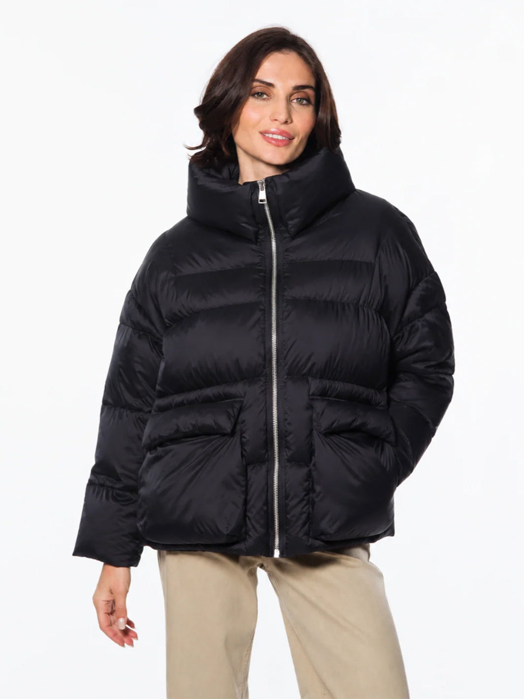 Goose Down Banded Jacket in Black