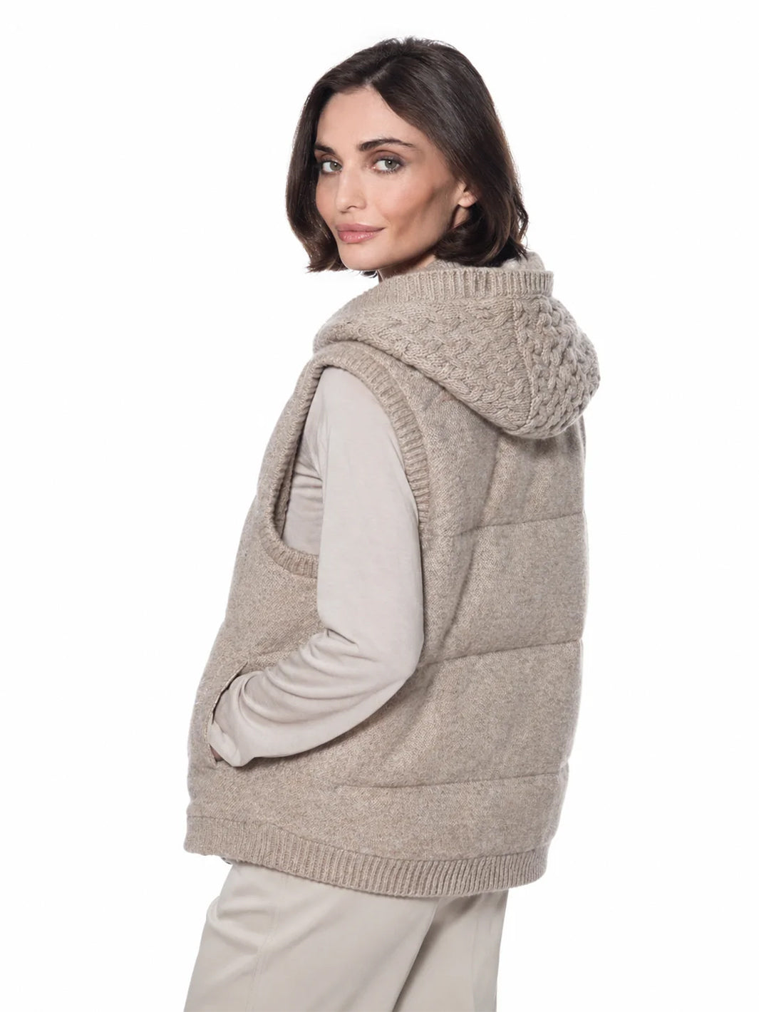 Goose Down Vest in Taupe