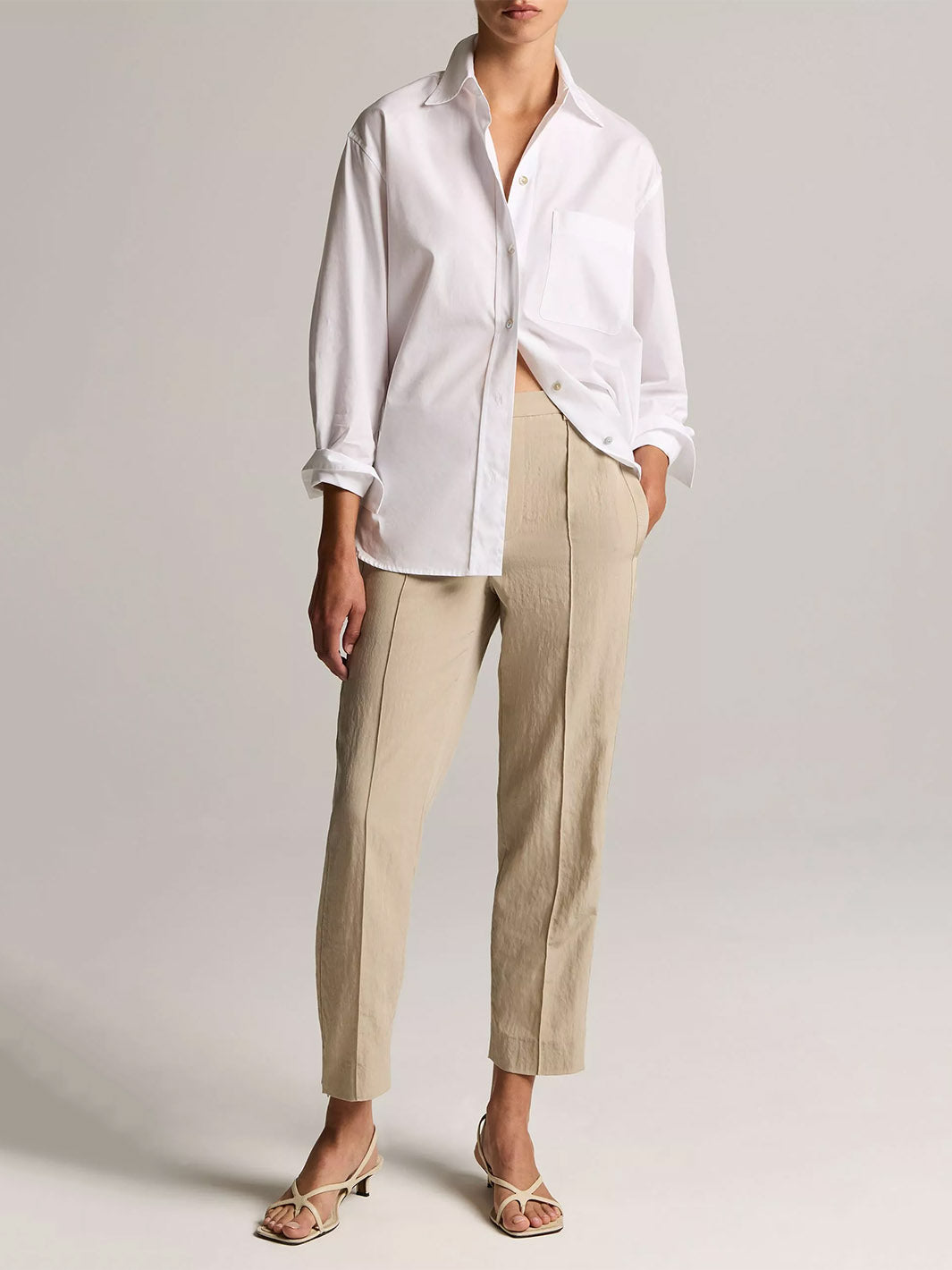 Grace Side-Strap Mid-Rise Pull-On Pant in Driftwood