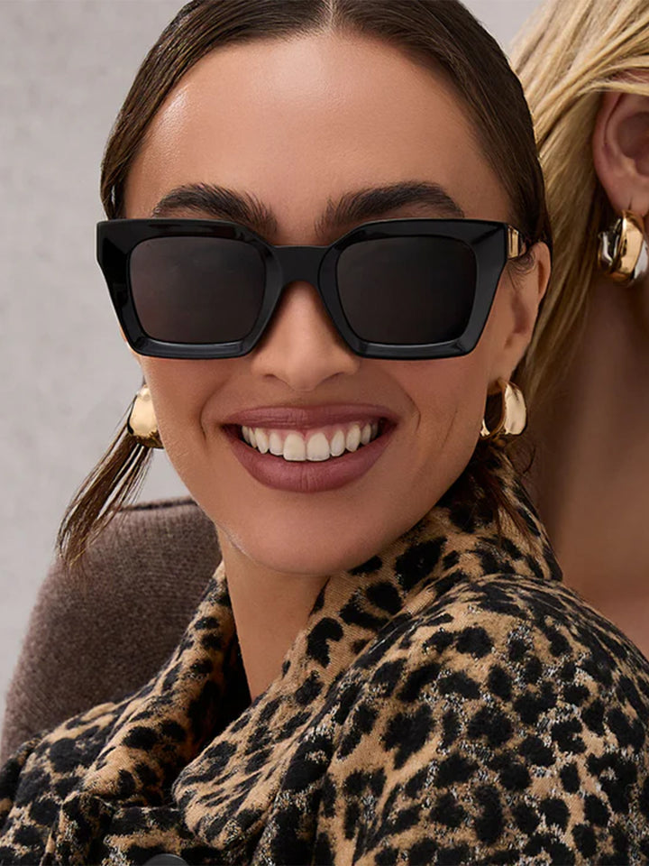 Greer Square Glasses in Black & Grey