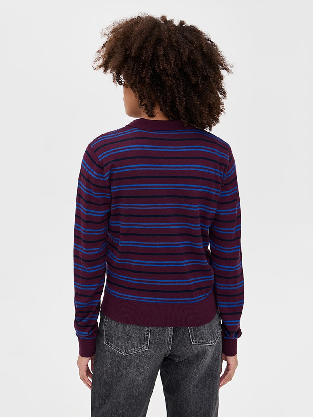 Greta Top in Claret Azure Stripe