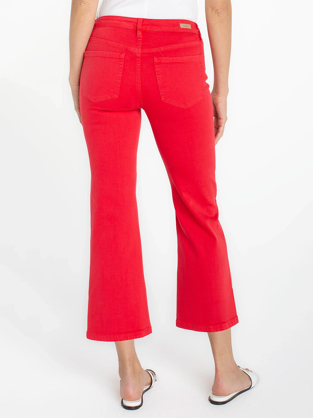 Hannah Crop Flare With Slit Hem in Cherry Rose