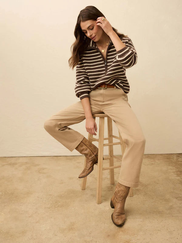 Jackson Quarter Zip in Mocha Stripe