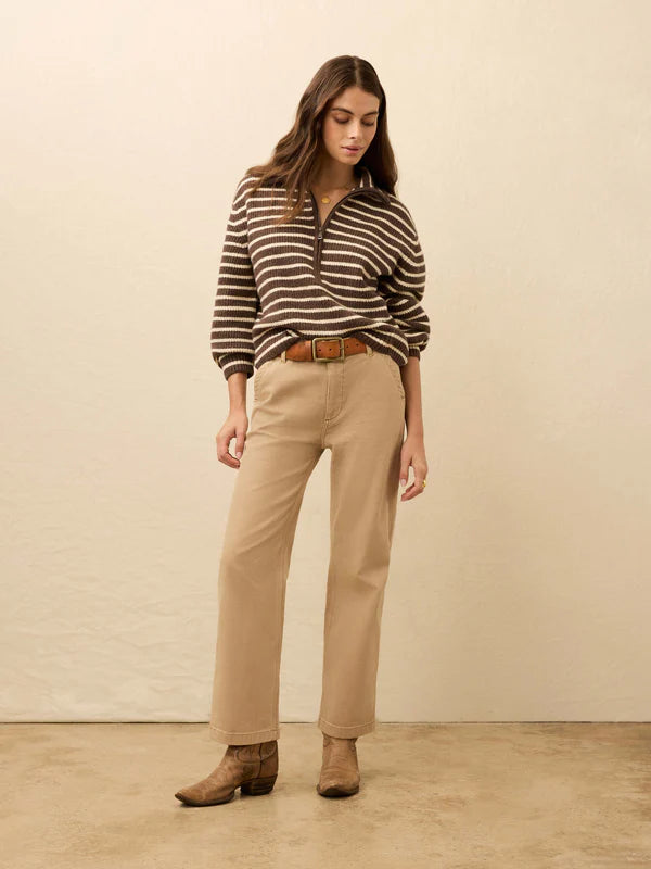 Jackson Quarter Zip in Mocha Stripe