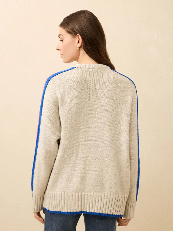 Heirloom Cotton Summit Pullover in Ice Grey Heather Stripe