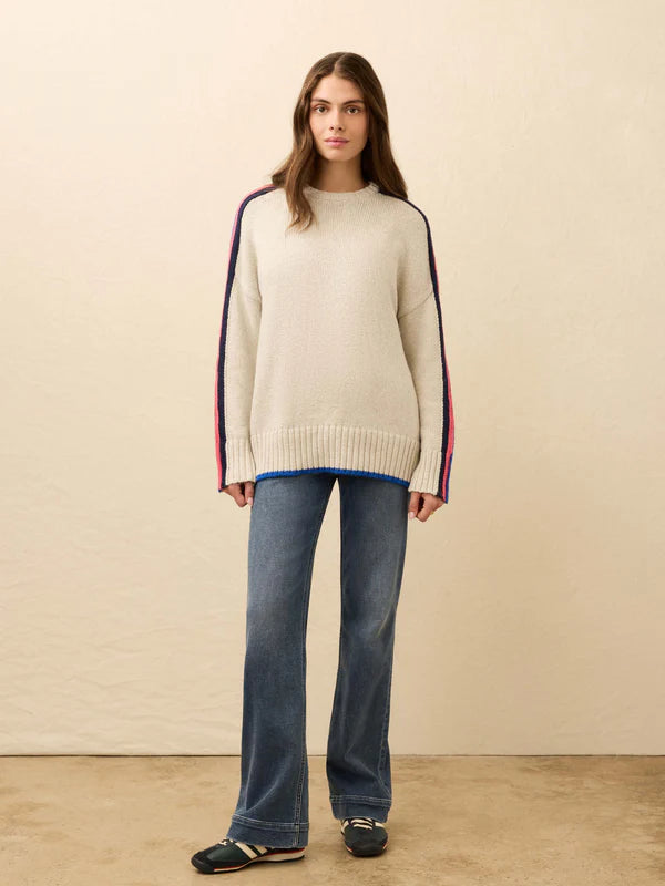 Heirloom Cotton Summit Pullover in Ice Grey Heather Stripe
