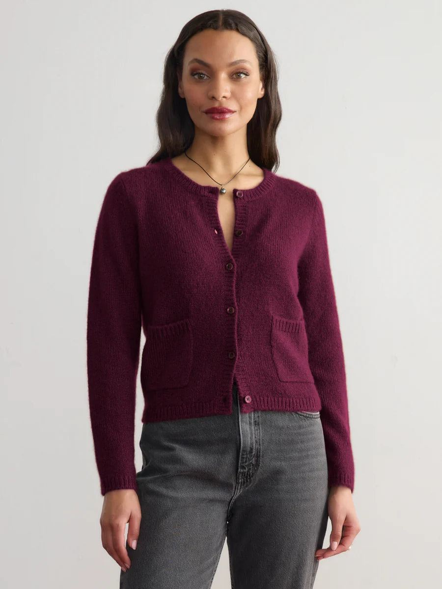 Coco Cardigan Cashmere &amp; Silk Blend in Port