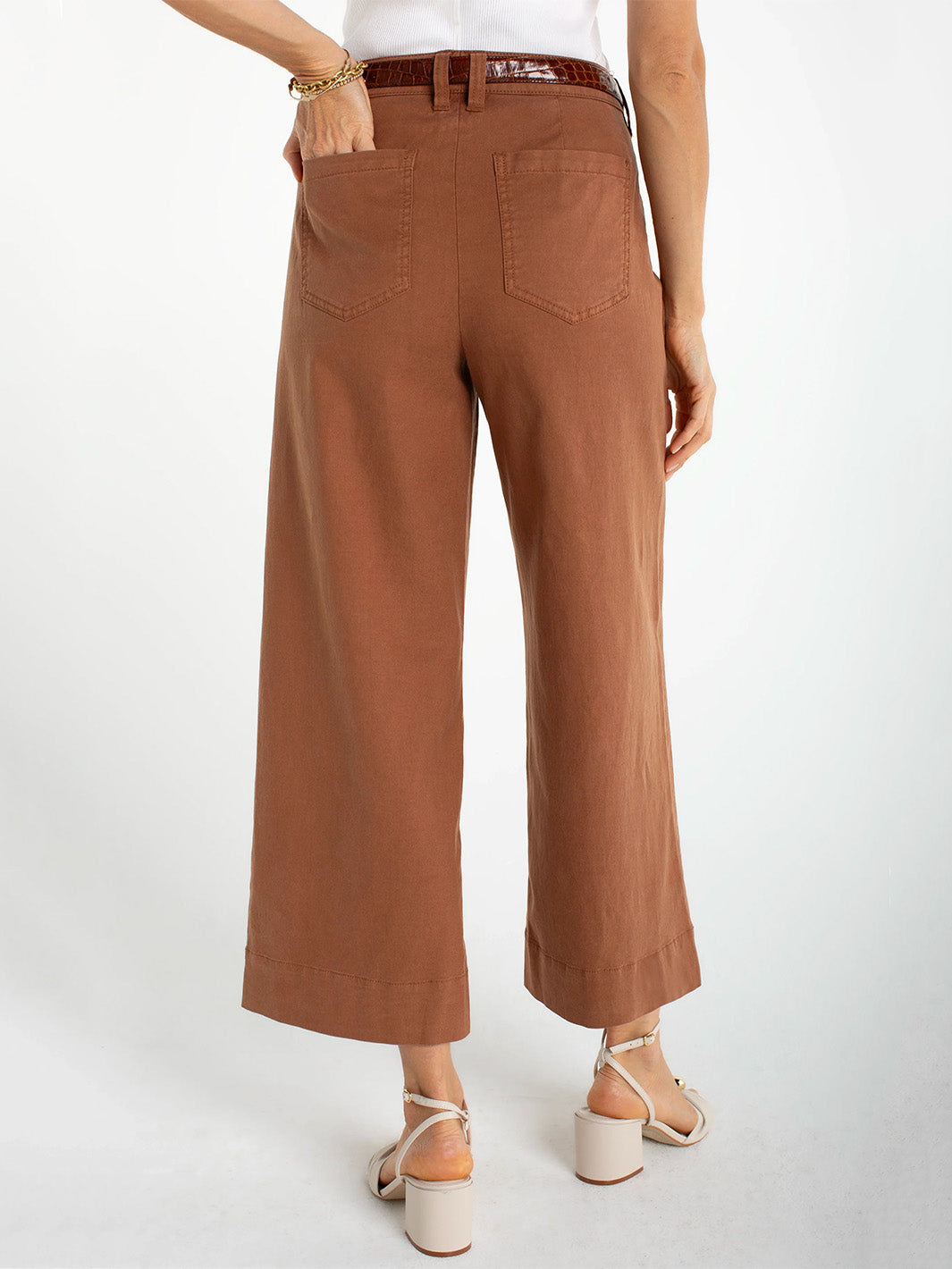 High Rise Crop Wide Leg in Mocha Brown