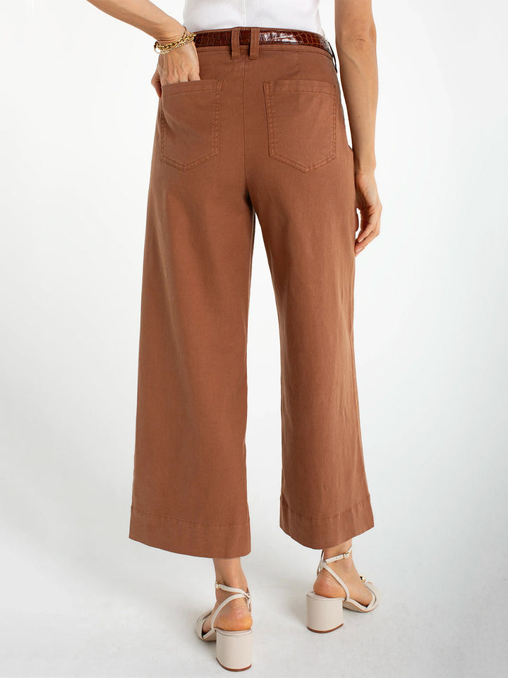 High Rise Crop Wide Leg in Mocha Brown