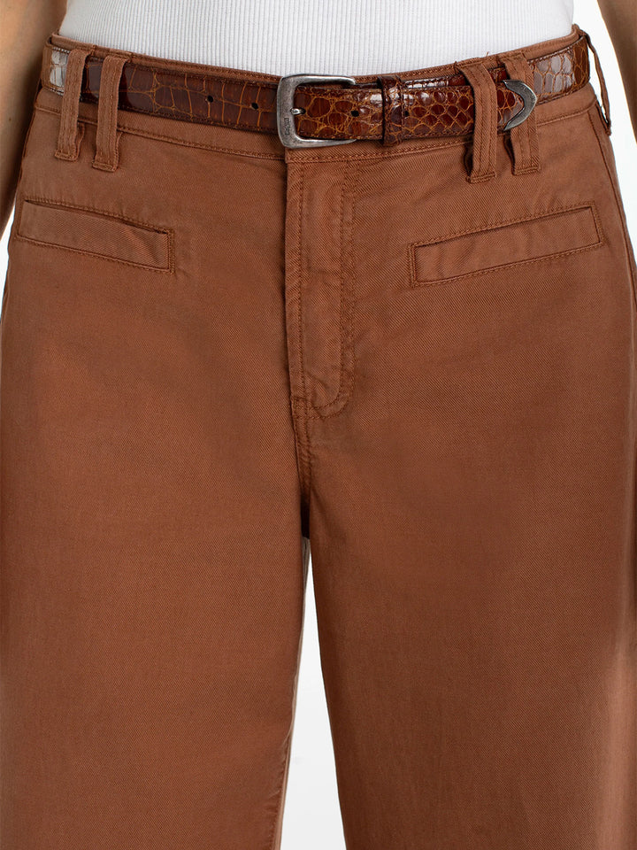 High Rise Crop Wide Leg in Mocha Brown