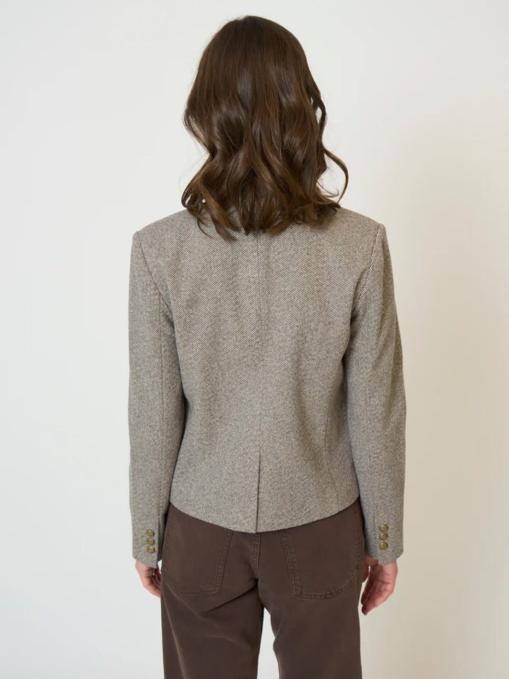 Halsey Mandarin Collar Jacket in Brown