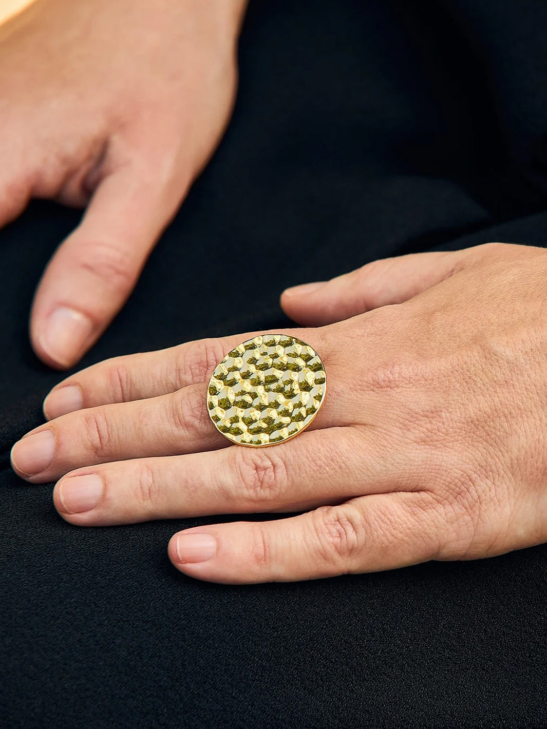 Hammered Gold Circle Ring