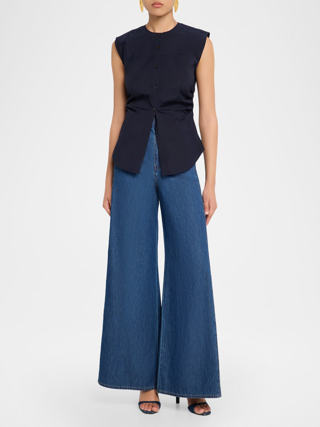 Harini Sleeveless Top in Navy