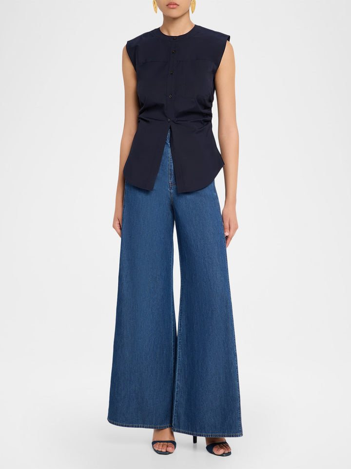 Harini Sleeveless Top in Navy