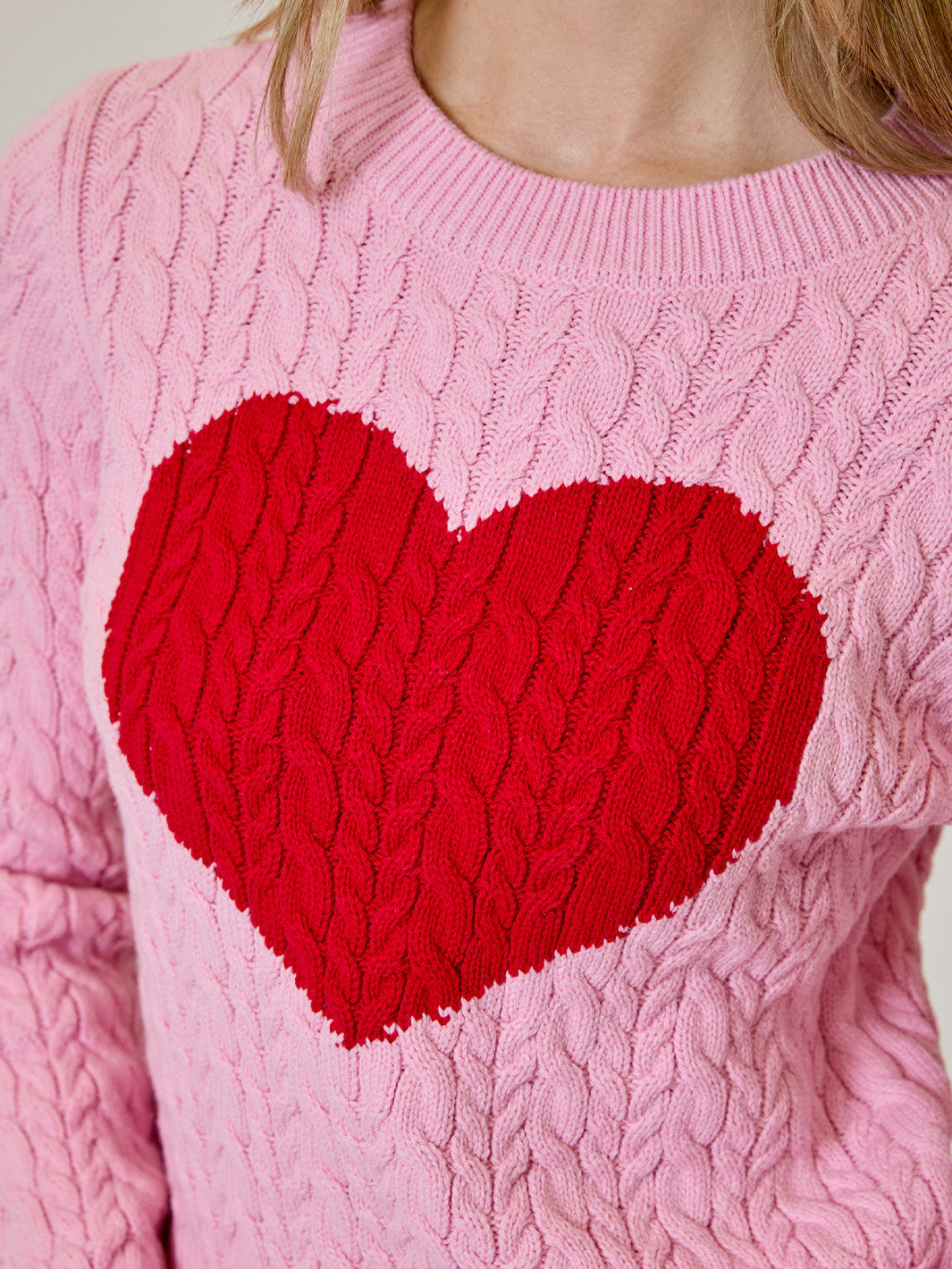 Long Sleeve Heart Crew in Taffy