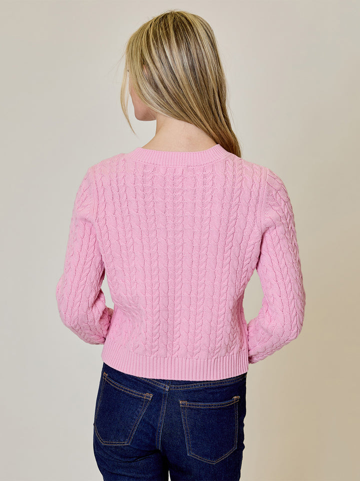 Long Sleeve Heart Crew in Taffy