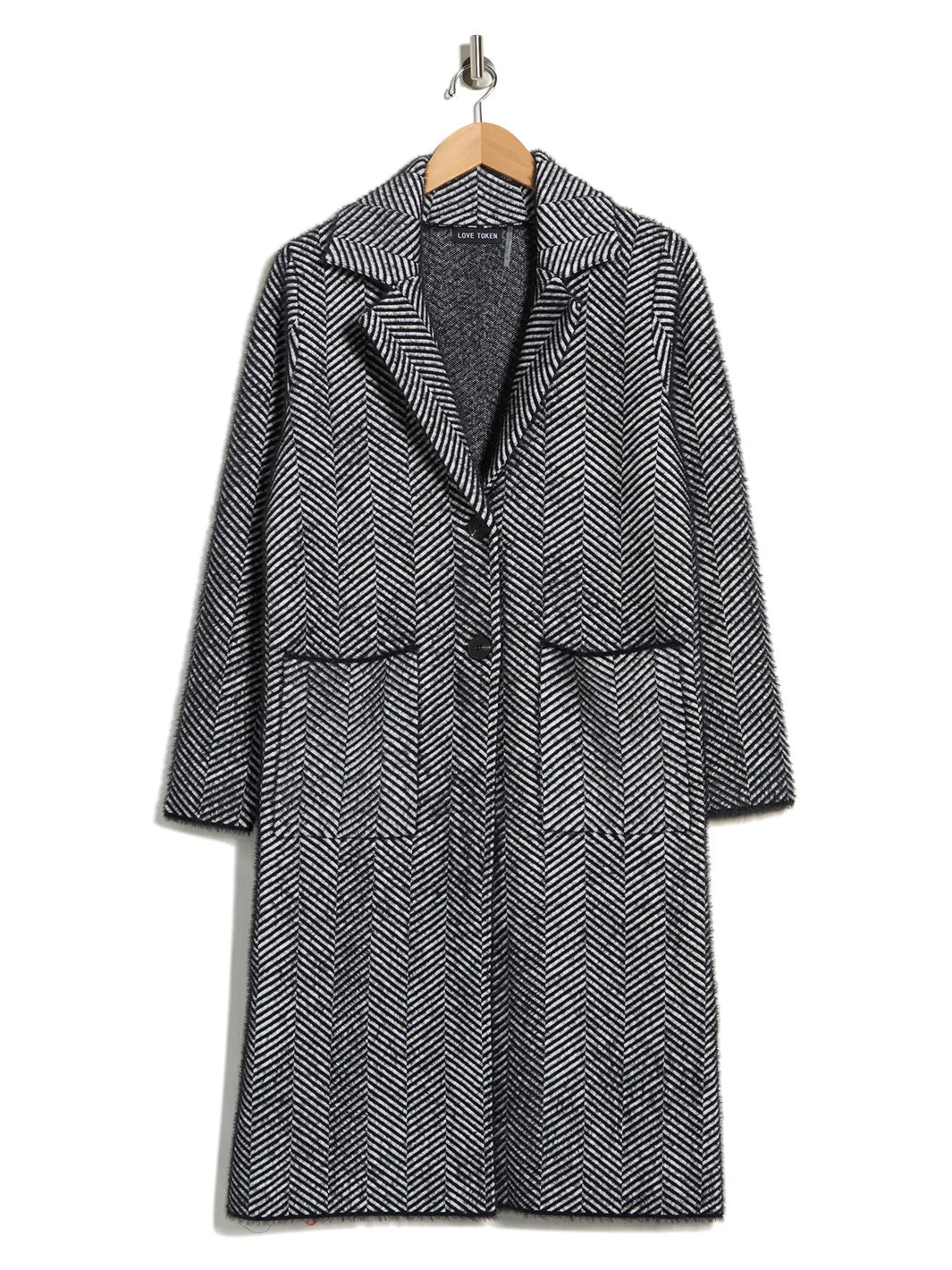 Herringbone Coat in Black
