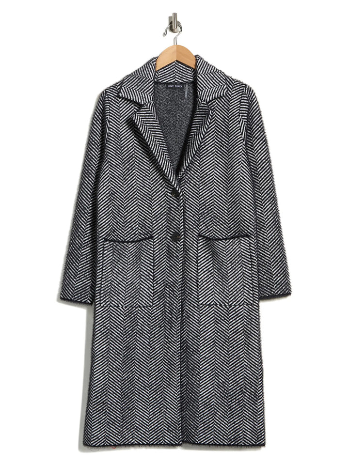 Herringbone Coat in Black