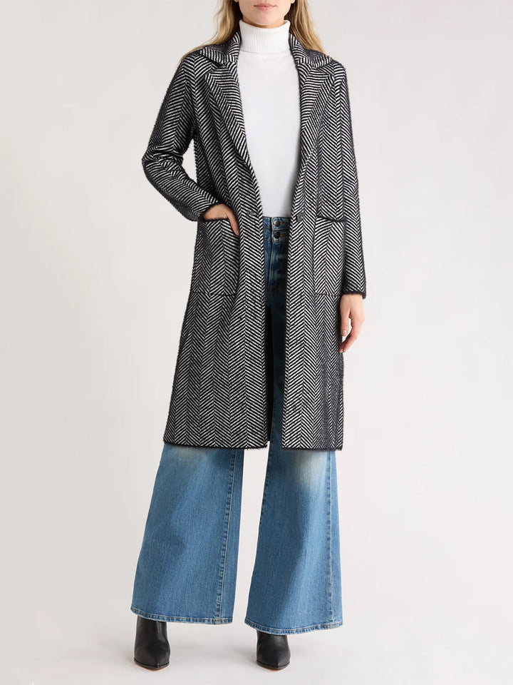 Herringbone Coat in Black