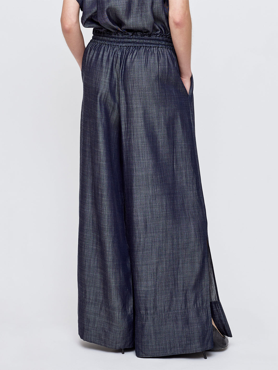 High Waist Wide Denim Pant in Blue