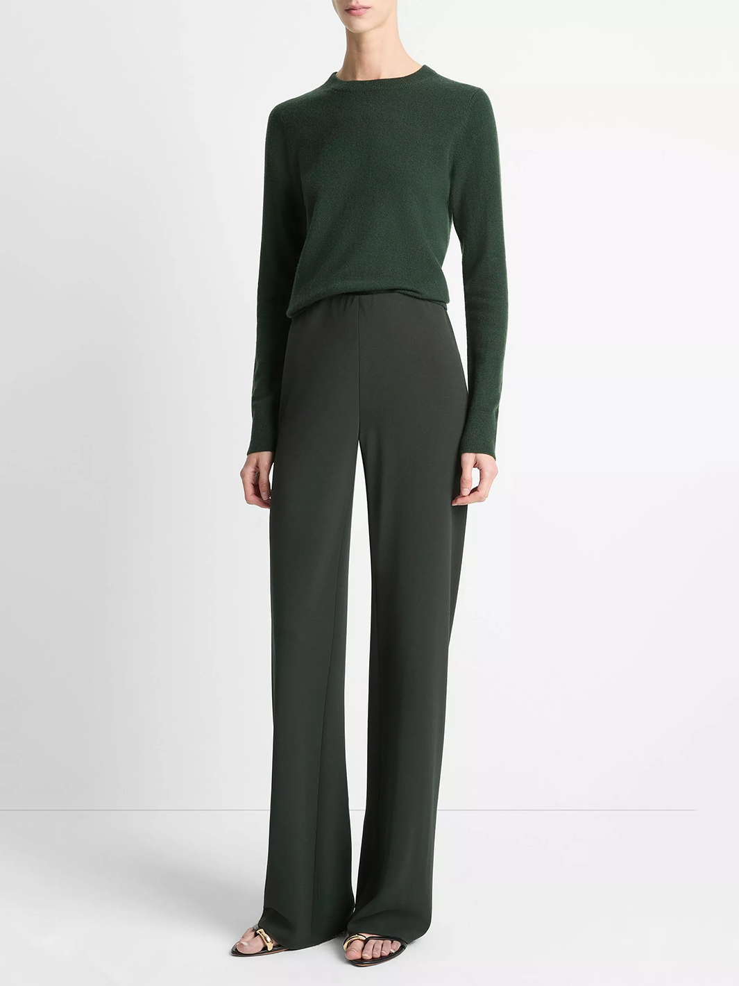 High Waist Crepe Bia Pant in Verde
