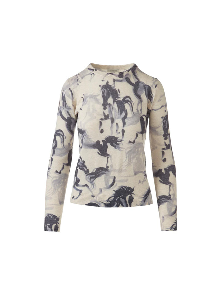 Horse Print Crew in Cloud Multi