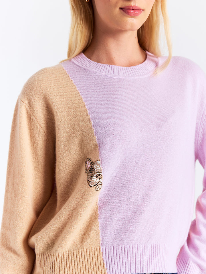 Hot Fix Colorblock Crew in Lavender/Camel