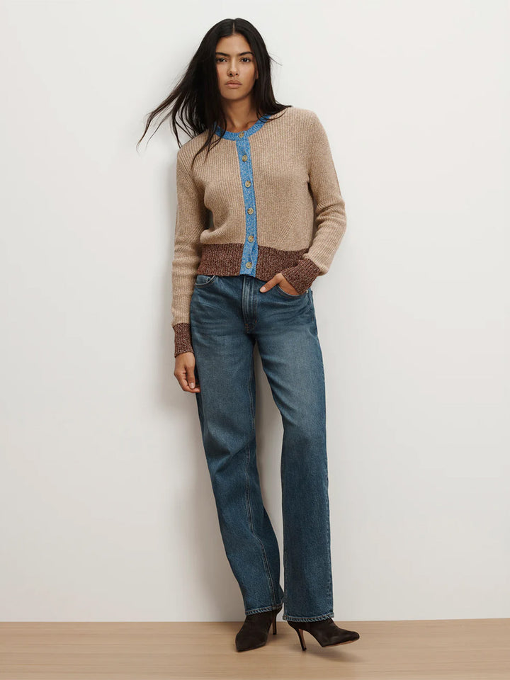 Ibra Merino Wool-Blend Cardigan in Oatmeal Multi