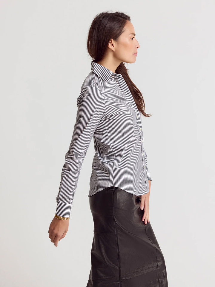 The Icon Shirt in Gunmetal/White Stripe