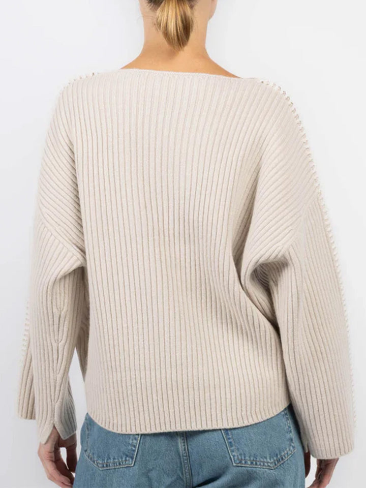 Ingrid Boat Neck Sweater in Light Oak