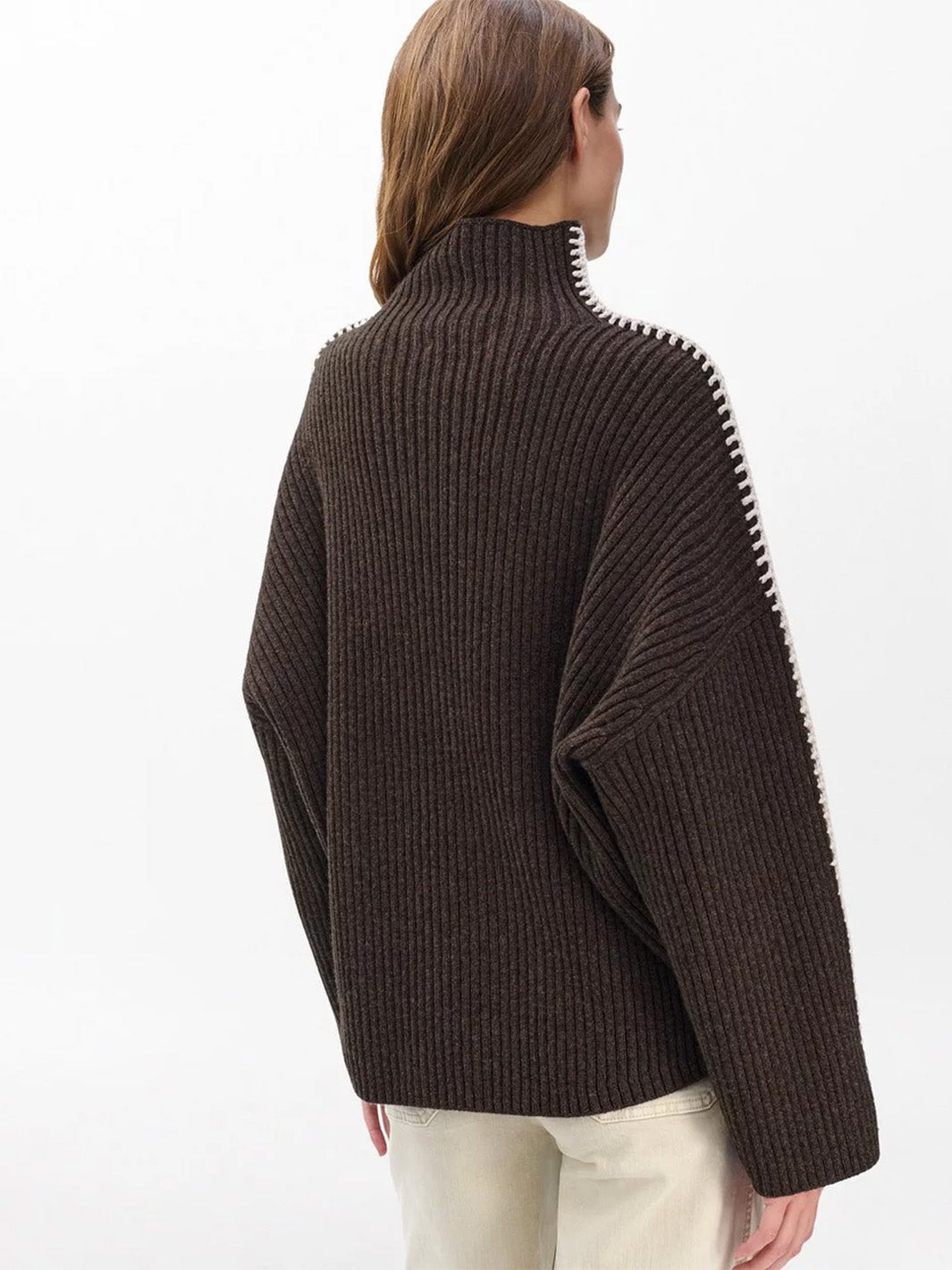 Ingrid Wool Turtleneck Sweater in Brown