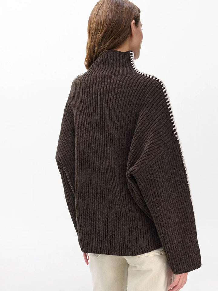 Ingrid Wool Turtleneck Sweater in Brown