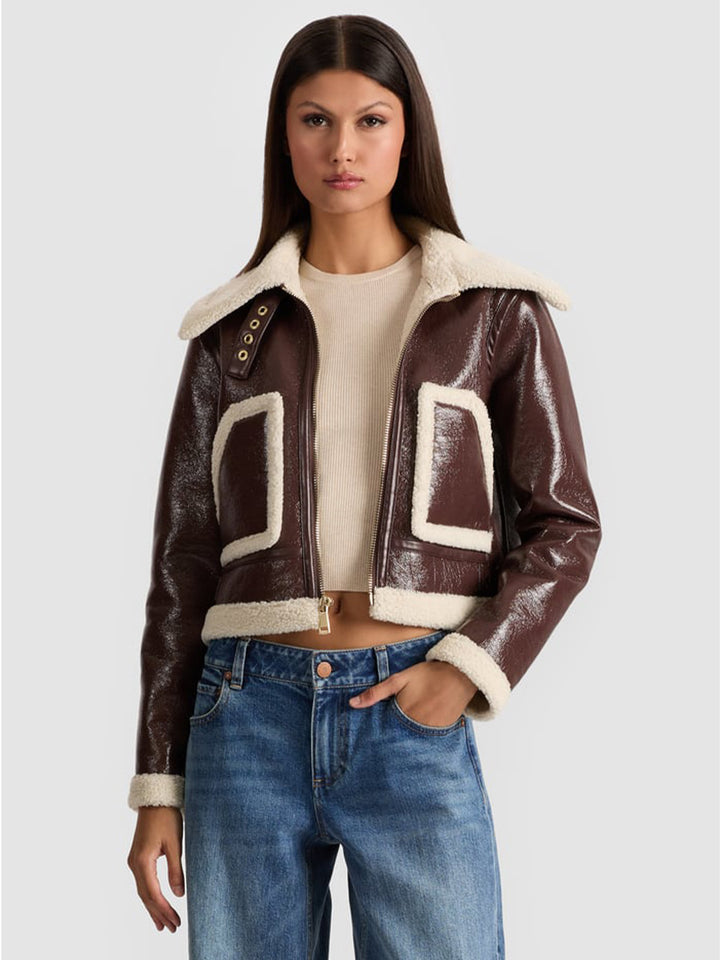 Isaiah Aviator Jacket in Dark Chocolate