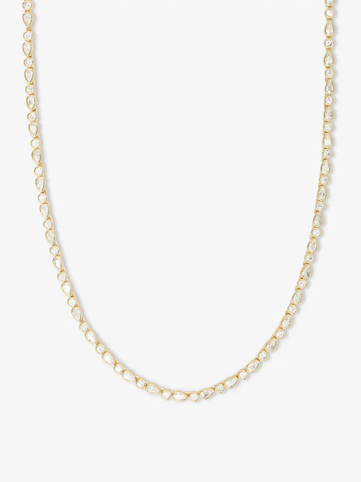 Isla Tennis Necklace in Gold White Diamondettes