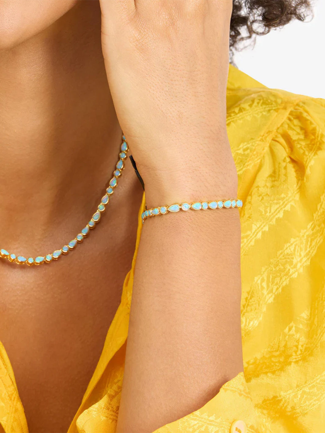 Isla Tennis Bracelet in Gold/Blue Opal