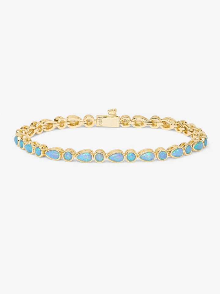 Isla Tennis Bracelet in Gold/Blue Opal