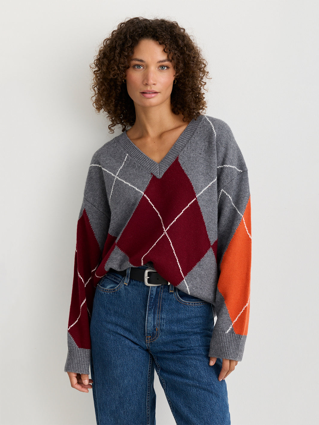 Truman Cashmere Crew in Currant Argyle