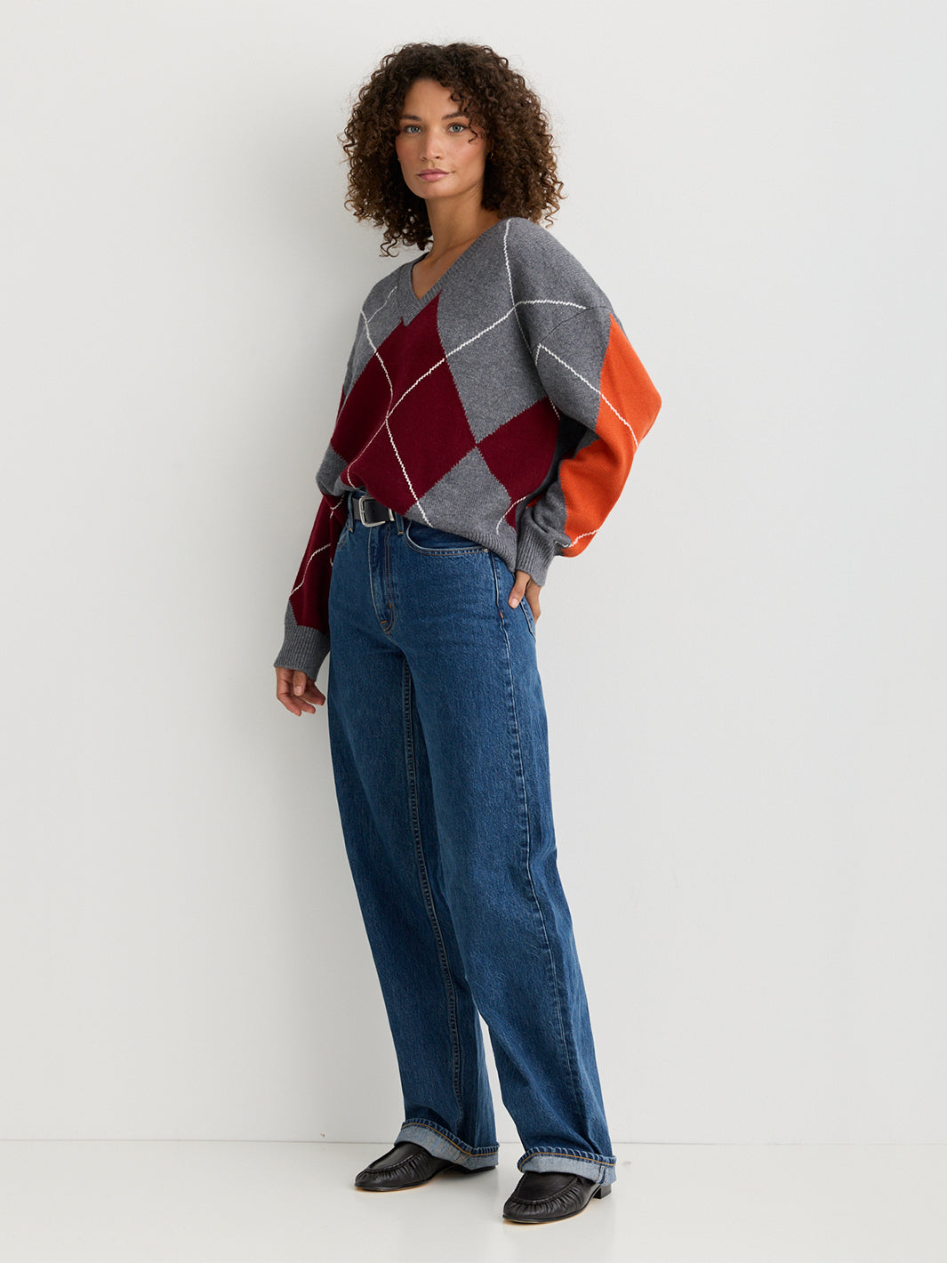 Truman Cashmere Crew in Currant Argyle