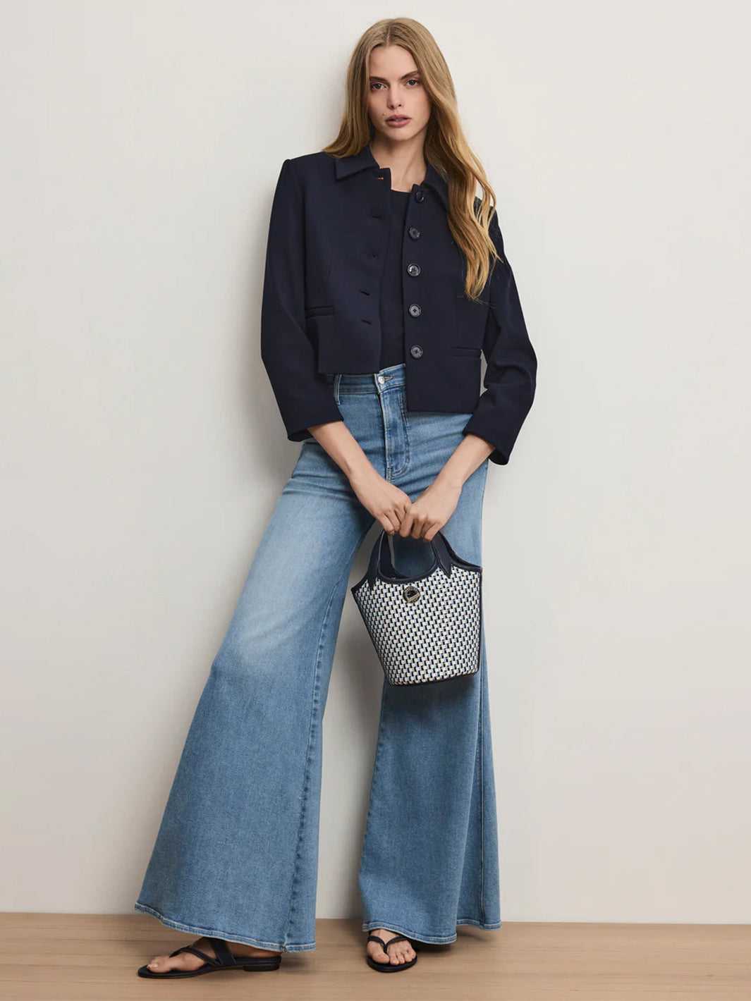 Ismena Removable Scarf Jacket in Navy