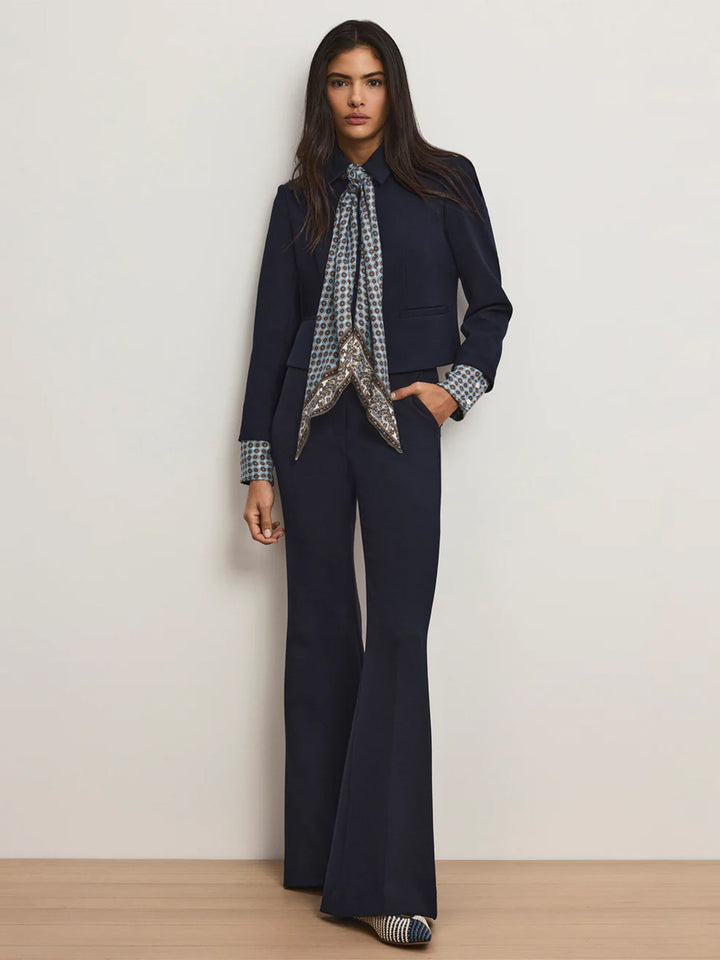 Ismena Removable Scarf Jacket in Navy