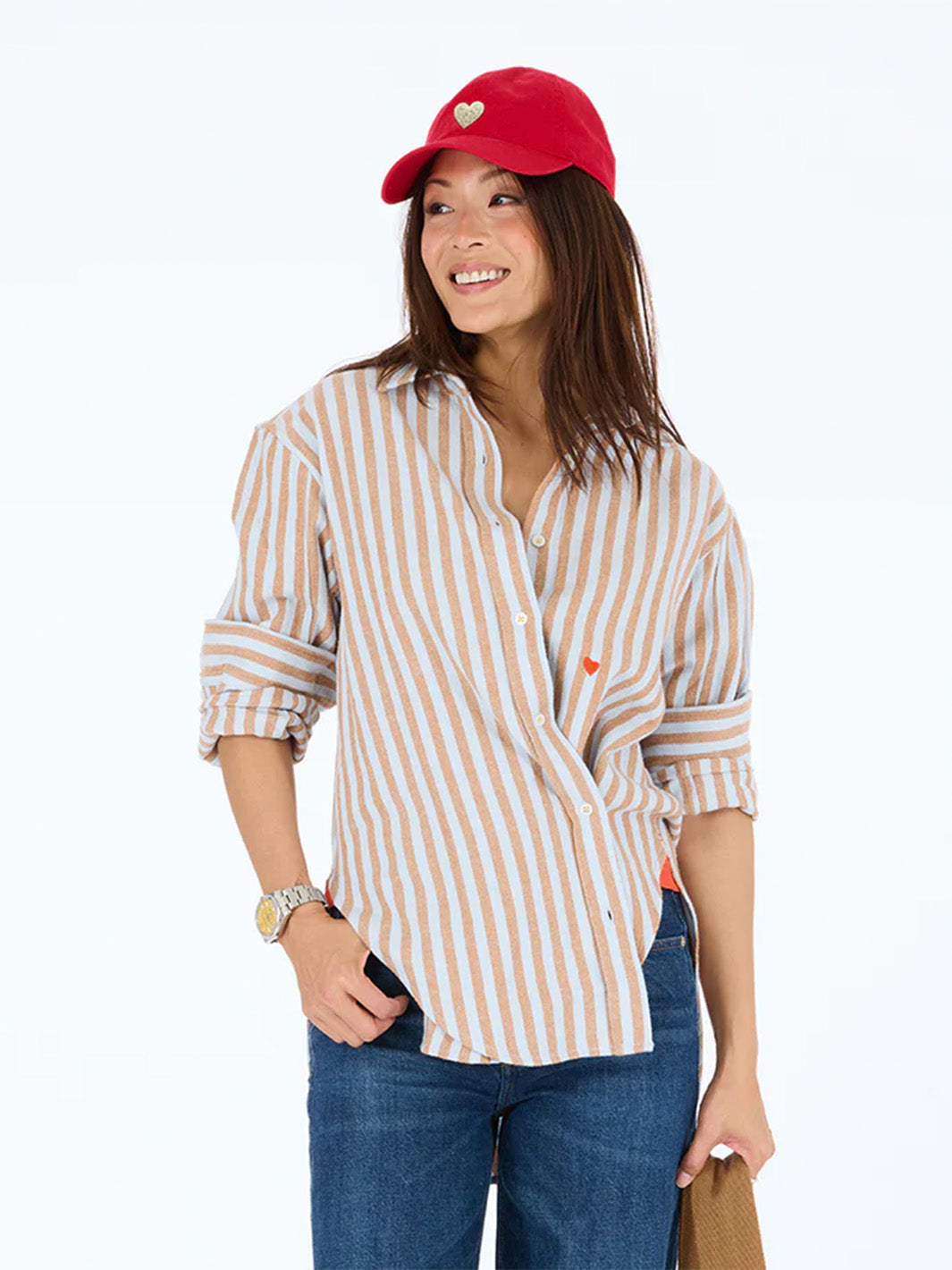 Jack Striped Flannel in Blue/Brown