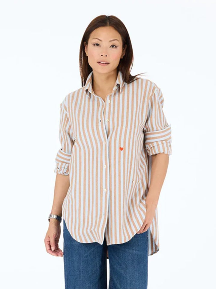 Jack Striped Flannel in Blue/Brown