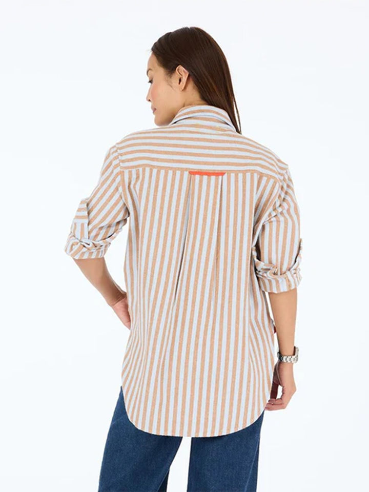 Jack Striped Flannel in Blue/Brown