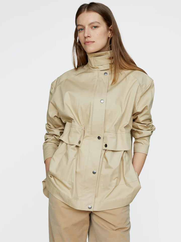 Cotton Twill Utility Jacket in Macadamia