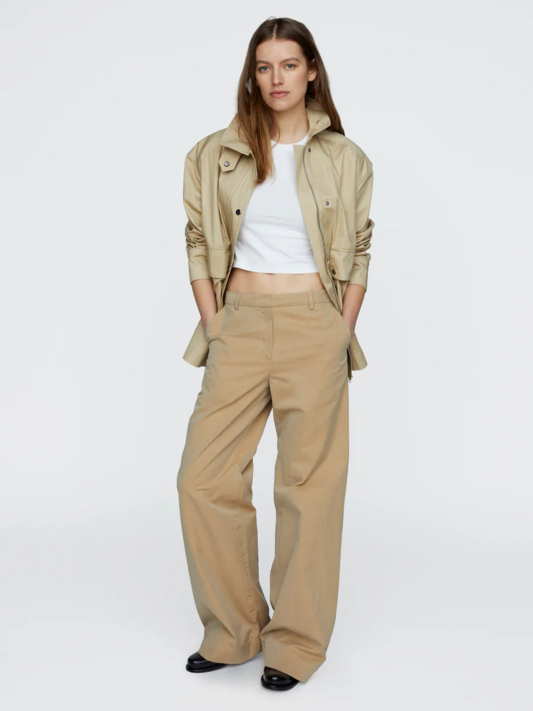 Cotton Twill Utility Jacket in Macadamia