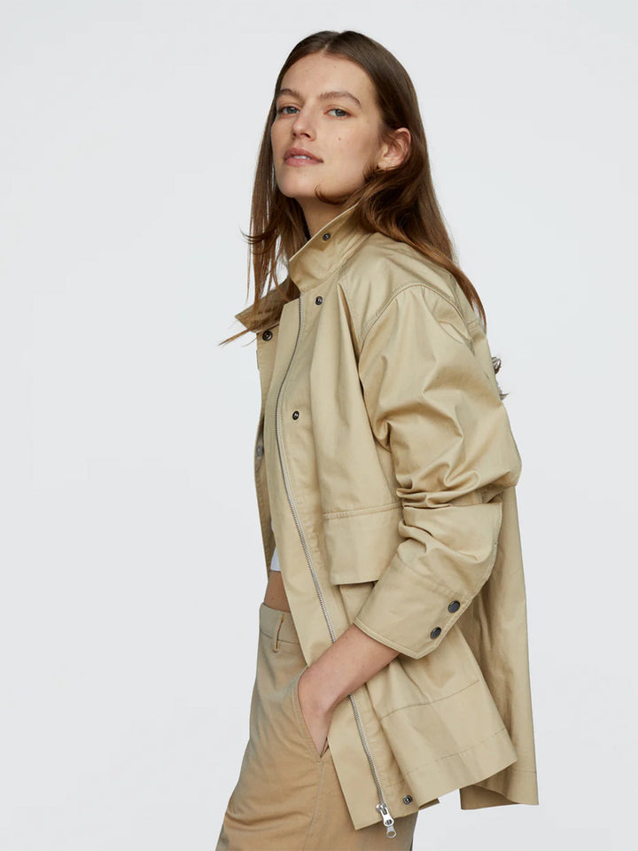 Cotton Twill Utility Jacket in Macadamia