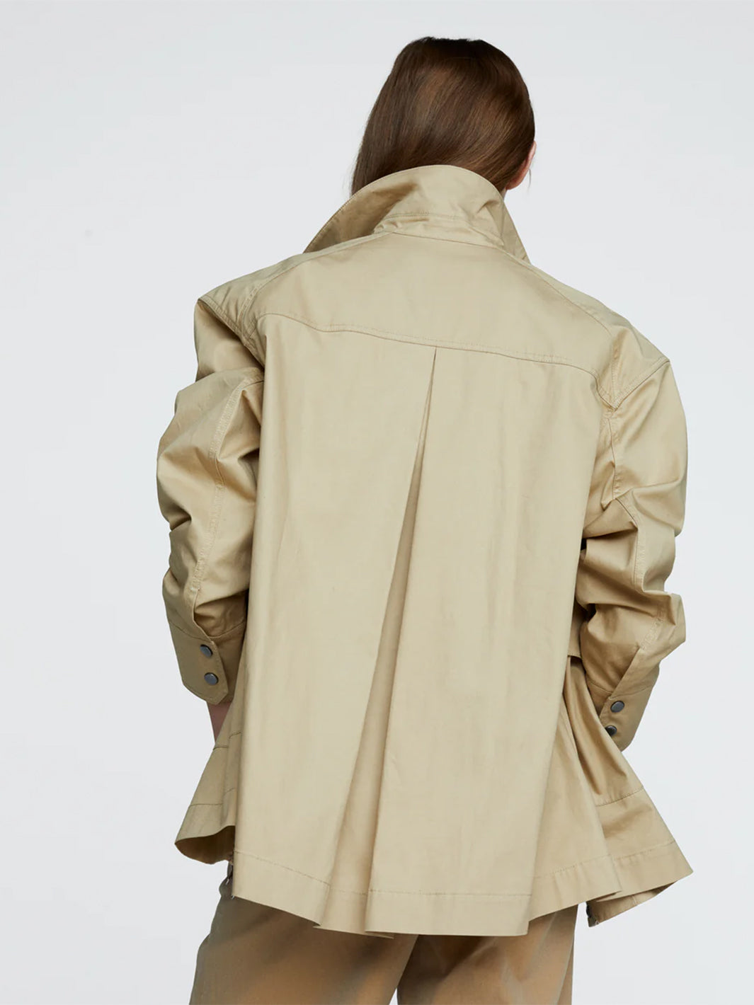 Cotton Twill Utility Jacket in Macadamia