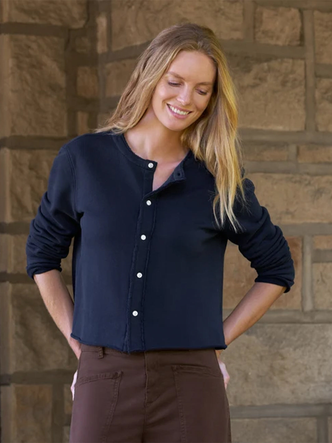 Jackie T-Shirt Cardigan in Classic Navy