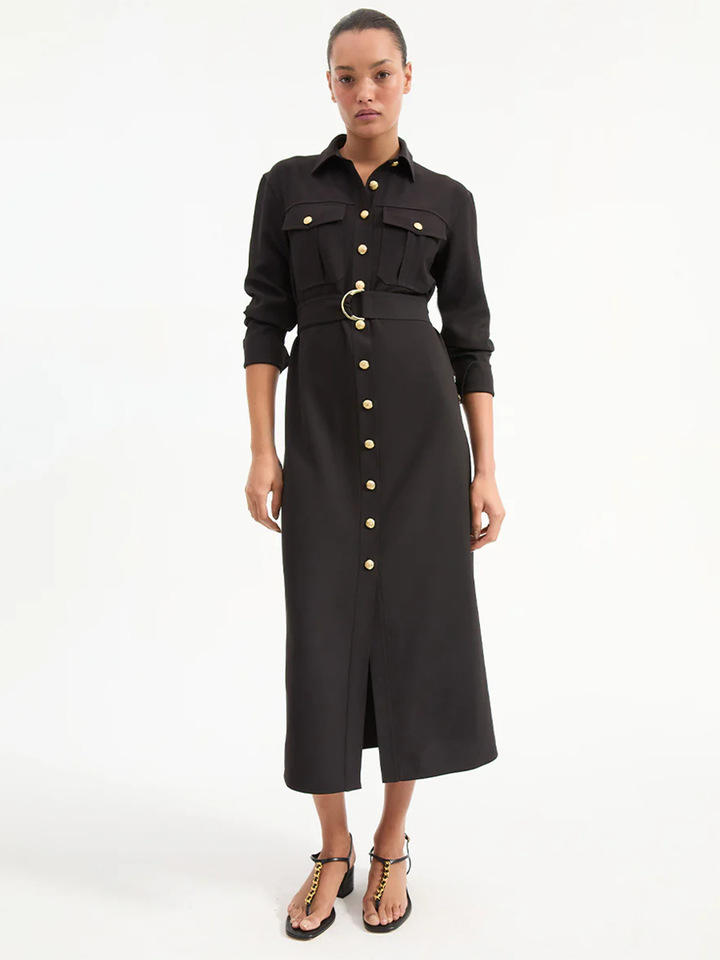 Jaden Shirtdress in Black